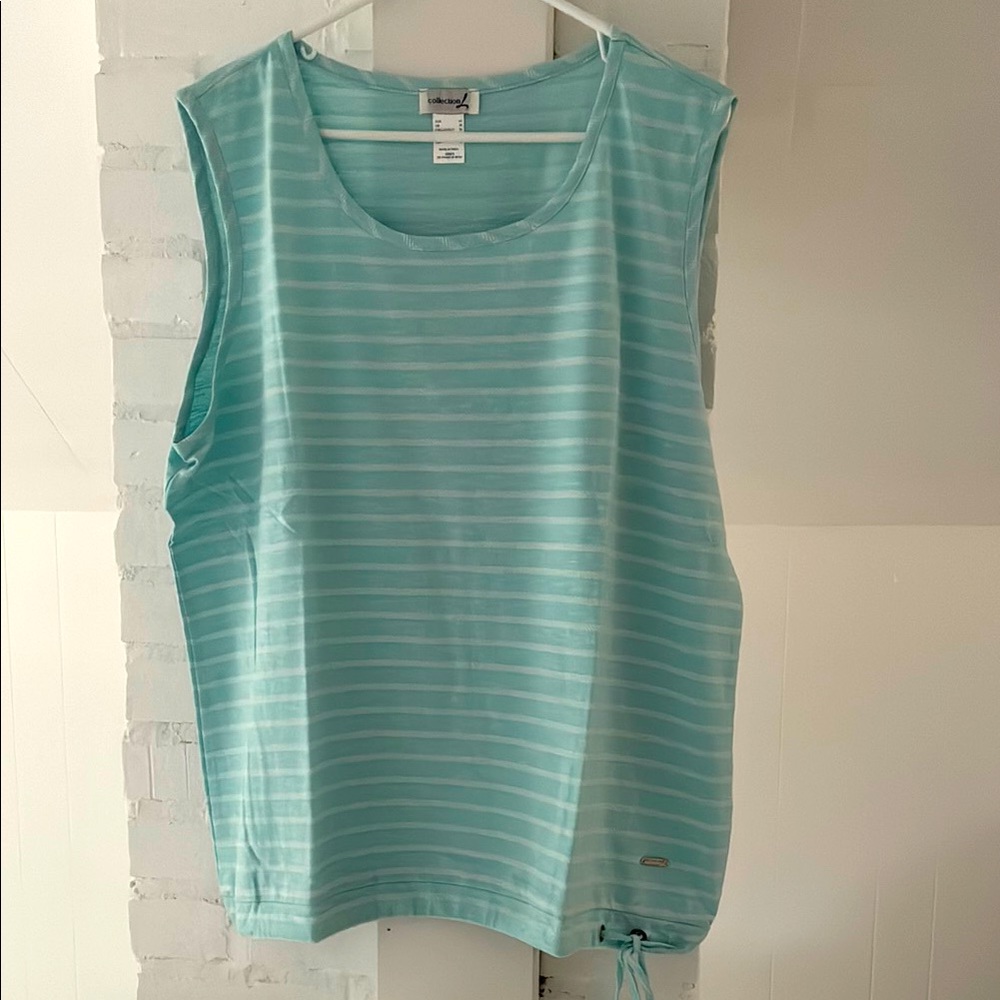 NWOT Women's Striped Sleeveless Top - Light Blue